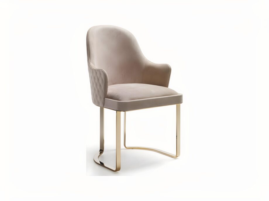 Ritz chair | DV home. Luxurious Art Deco armchair with quilted armrests and a shining chrome base, offering exceptional comfort and style.