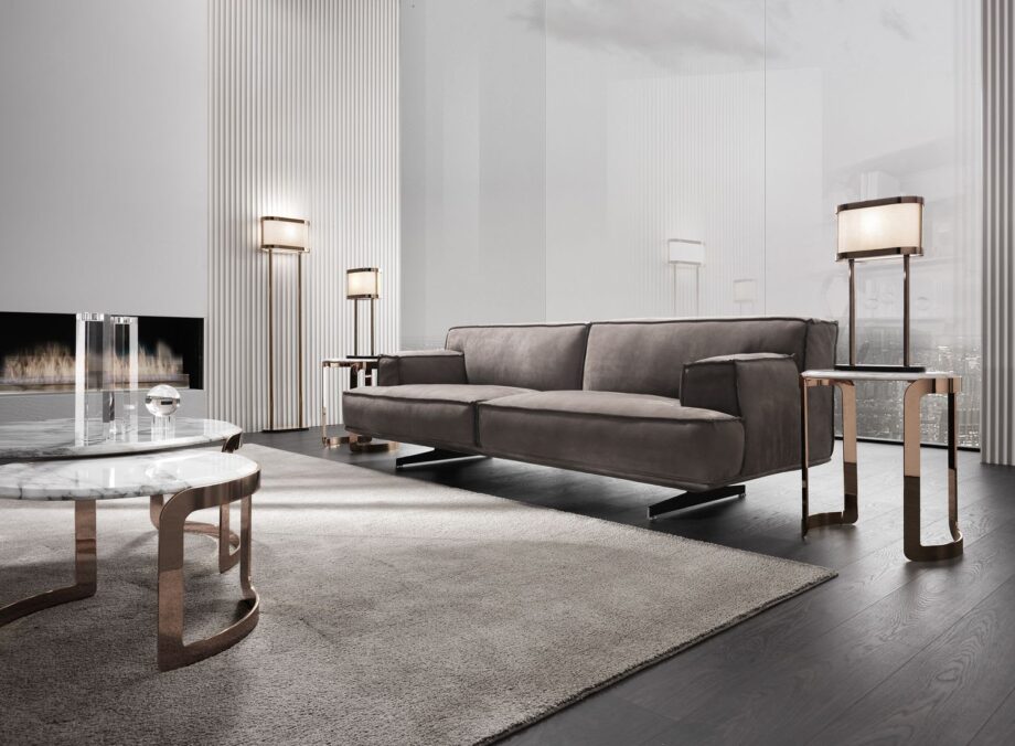 Heritage sofa | DV home. A luxurious Italian sofa with a solid wood frame, premium leather or fabric upholstery, and goose feather cushions.