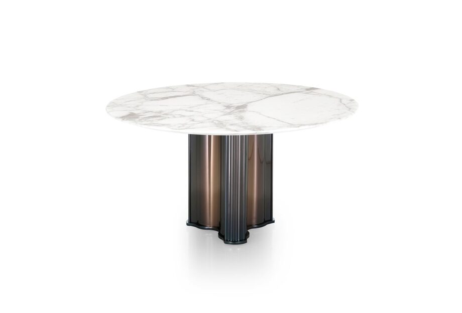Manhattan coffee table | DV home. Elegant coffee table featuring a marble top and a distinctive leather and stainless steel base.