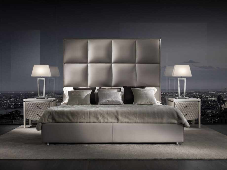 Duke bed | DV home. Exquisite bed with a high tufted headboard, a symbol of comfort and refined luxury in the bedroom.