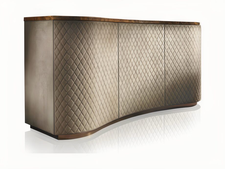 Form Plus sideboard | DV home. Exquisite buffet with curved forms, quilted leather doors, and a luxurious marble top.