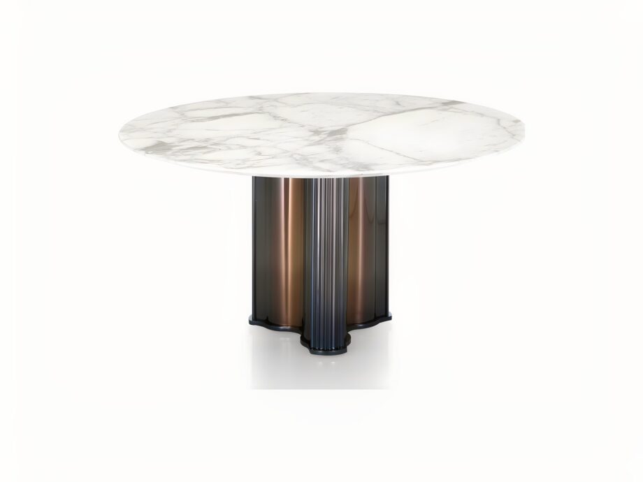 Manhattan coffee table | DV home. Elegant coffee table featuring a marble top and a distinctive leather and stainless steel base.