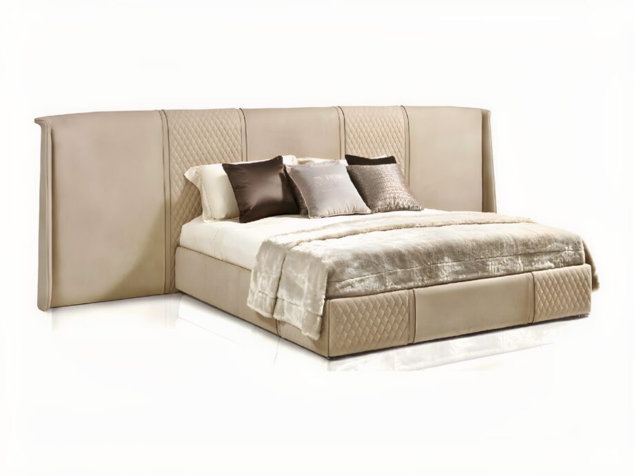 Coco Maxi bed | DV home. Luxurious bed with a high, tufted headboard, offering unparalleled comfort and sophisticated design.