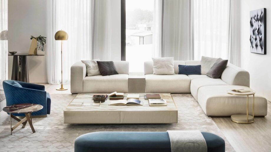 Gatsby coffee table | Rugiano. Elegant coffee table featuring a unique metal base and diverse top material options.