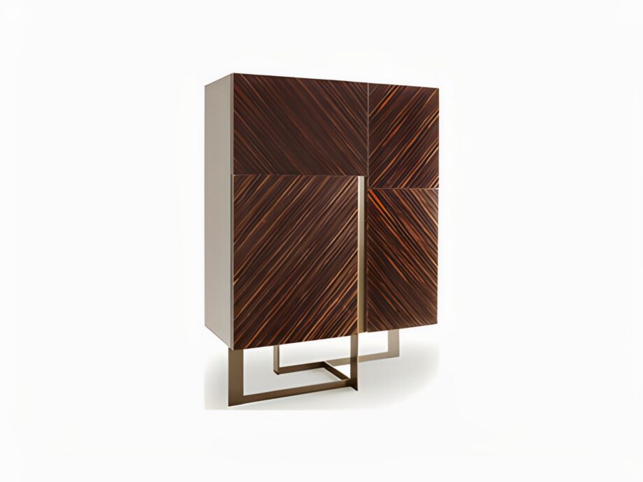 Blade bar cabinet | Rugiano. Elegant bar cabinet with a distinctive geometric patterned facade, perfect for sophisticated interiors.