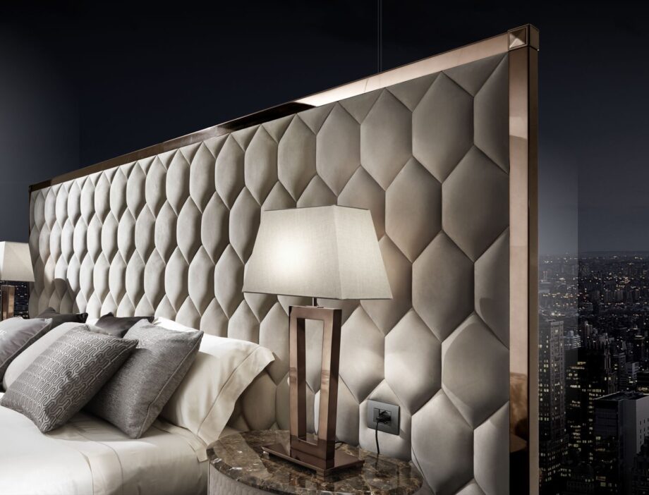 Ritz table lamp | DV home. Elegant Art Deco table lamp with a striking metal base and luxurious fabric shade, perfect for sophisticated interiors.