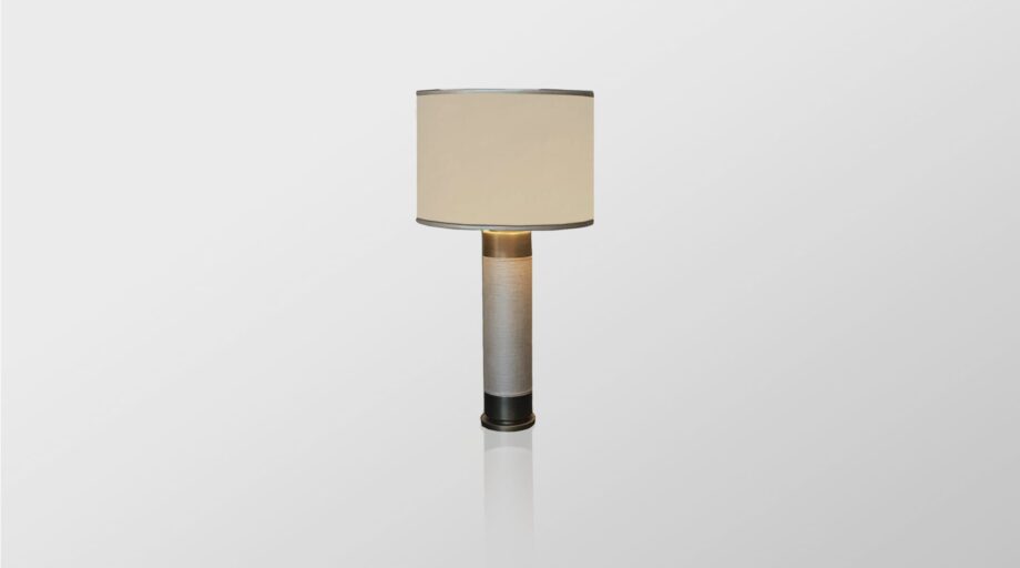 Elios bedside lamp | Rugiano. Exquisite table lamp featuring leather and metal details with clean lines, perfect for modern interiors.
