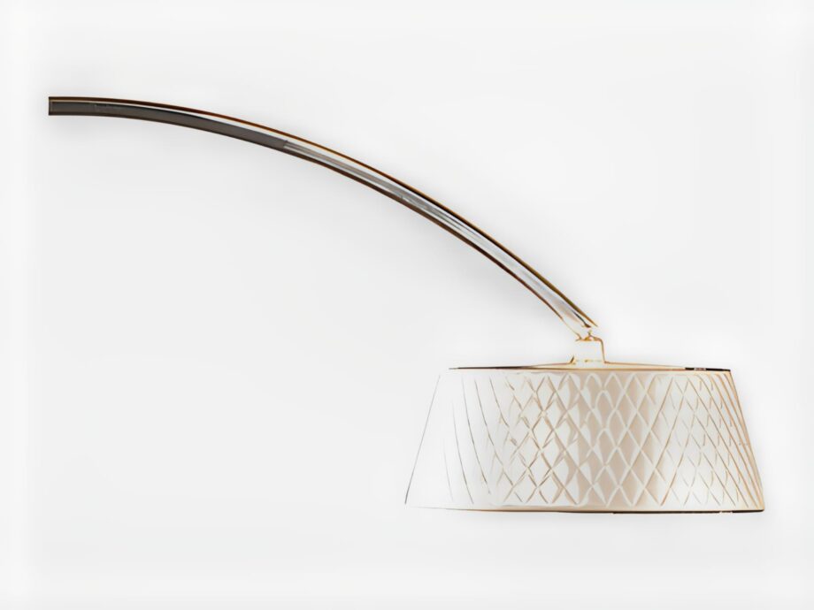 Joanne floor lamp | Rugiano. Elegant floor lamp with a curved metal frame and soft diffused light, perfect for modern interiors.