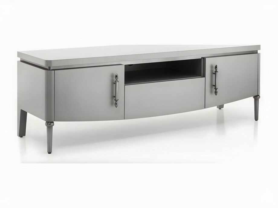 Egoist tv furniture | DV home. Exquisite Art Deco TV unit with lacquered wood, brass, and stainless steel details, offering luxurious storage.