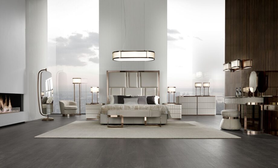 Elite chest of drawers | DV home. Elegant chest of drawers with leather fronts, marble top, and high-quality hardware.