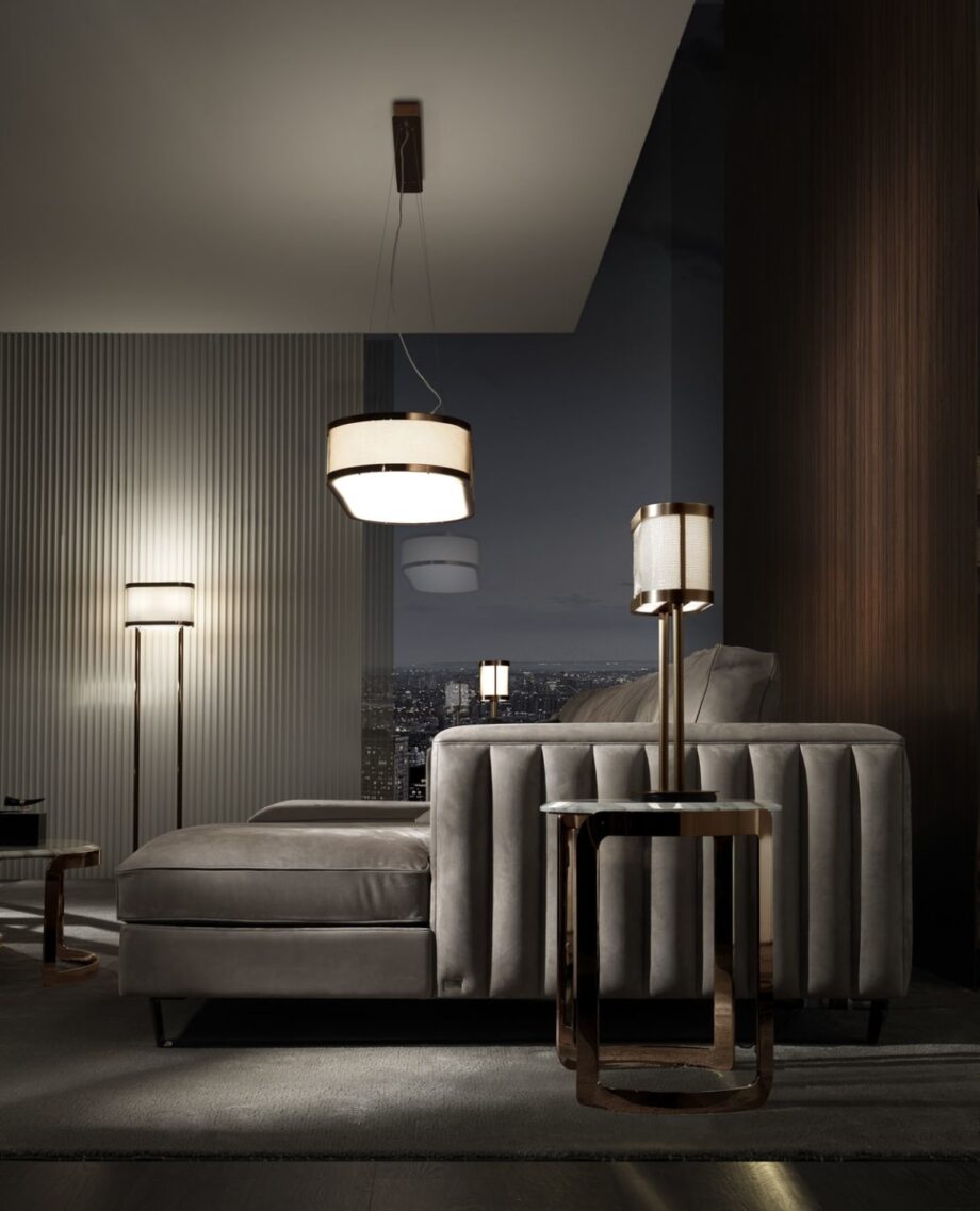 Gordon table lamp | DV home. Luxurious Art Deco table lamp with precious metal finishes, beige fabric shade, and unique wire mesh detail.