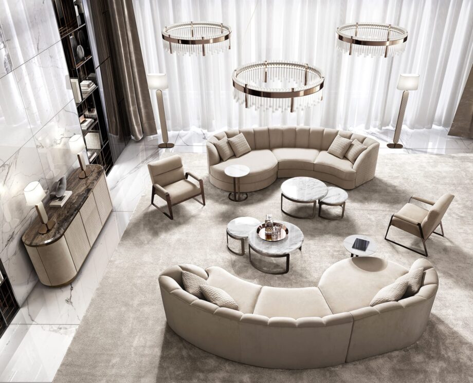 Coco coffee table | DV home. Elegant round coffee table with a metal base and luxurious marble top, handcrafted in Italy.