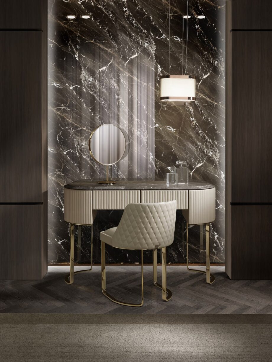 Soho console | DV home. Exquisite Art Deco console with curved sides and hidden drawer, crafted from premium Italian materials.