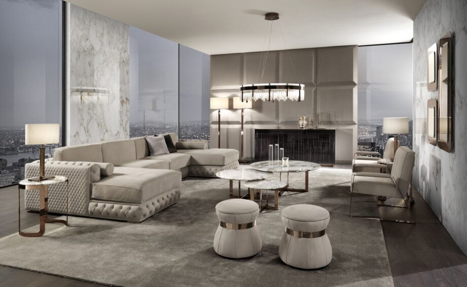 Windsor floor lamp | DV home. Elegant floor lamp featuring a metal base and fabric shade, perfect for enhancing luxurious interiors.