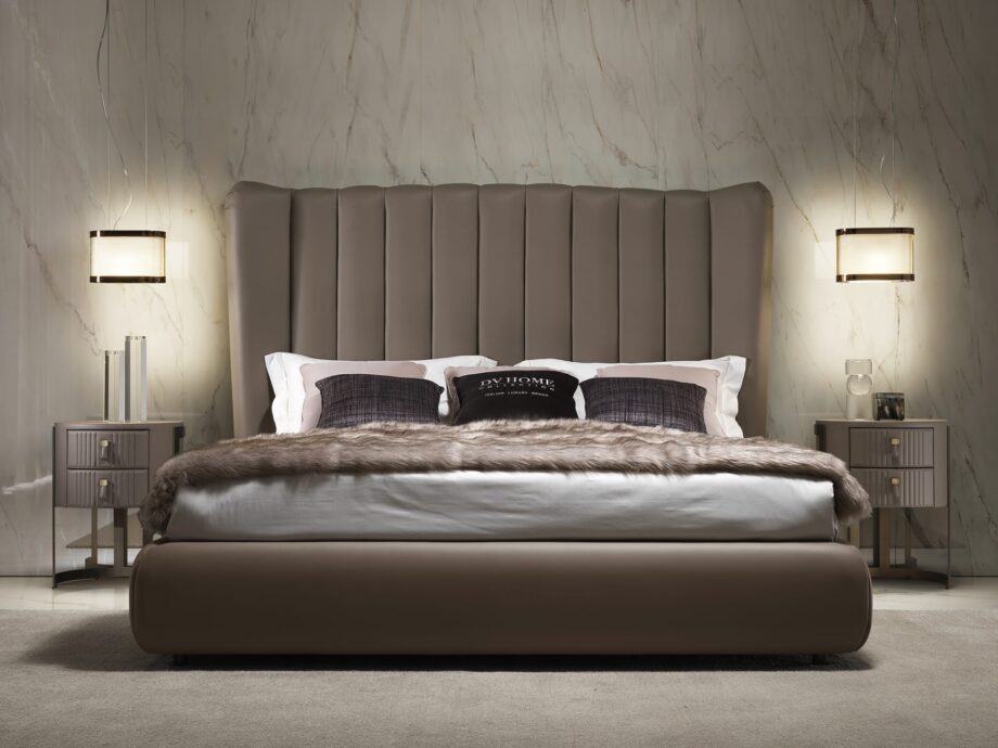 Byron Prince bedside table | DV home. Exquisite Art Deco bedside table featuring leather upholstery, a steel base, and Blumotion drawers.