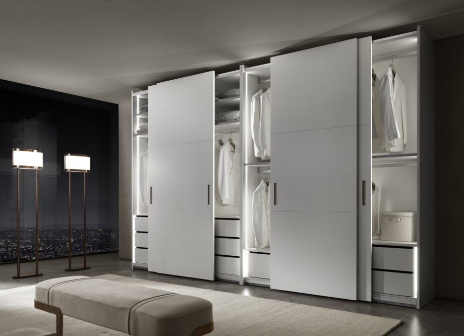 Elite wardrobe | DV home. Custom-made luxury wardrobe with sleek sliding doors and refined material finishes.