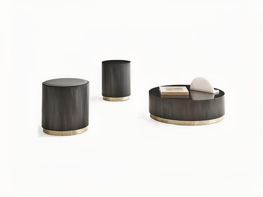 Genesi coffee table | Rugiano. Flamed iron with glossy gold details, convertible into a comfortable seat with a cushion.