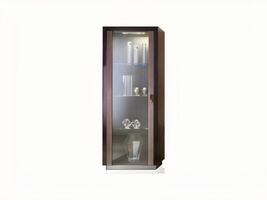 Envy display cabinet | DV home. Luxurious Art Deco display cabinet with integrated lighting and tempered glass shelves.