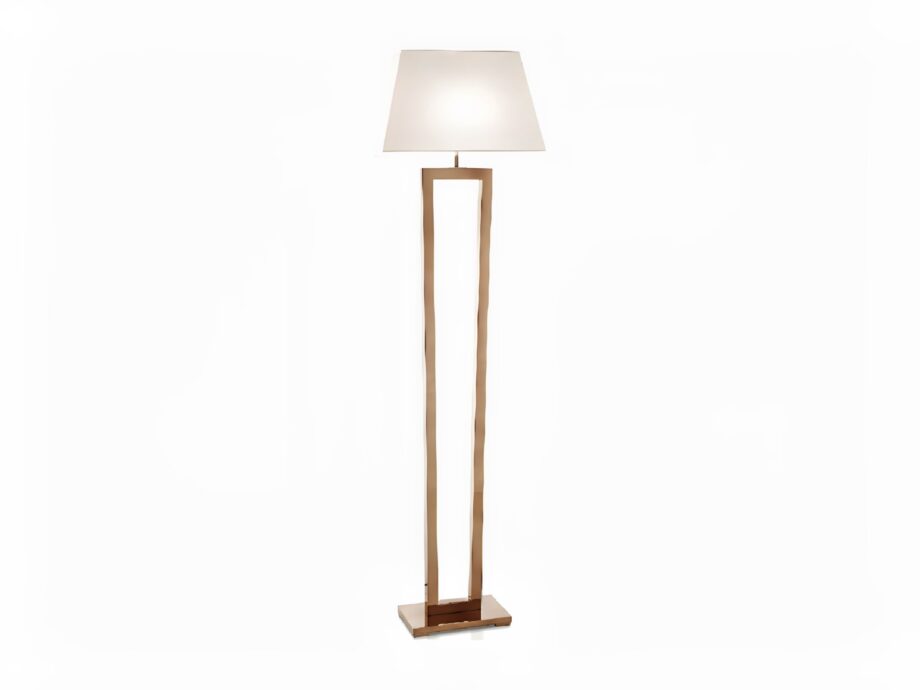 Ritz floor lamp | DV home. An exquisite Art Deco floor lamp with a sleek metal structure and elegant fabric shade, perfect for luxurious interiors.