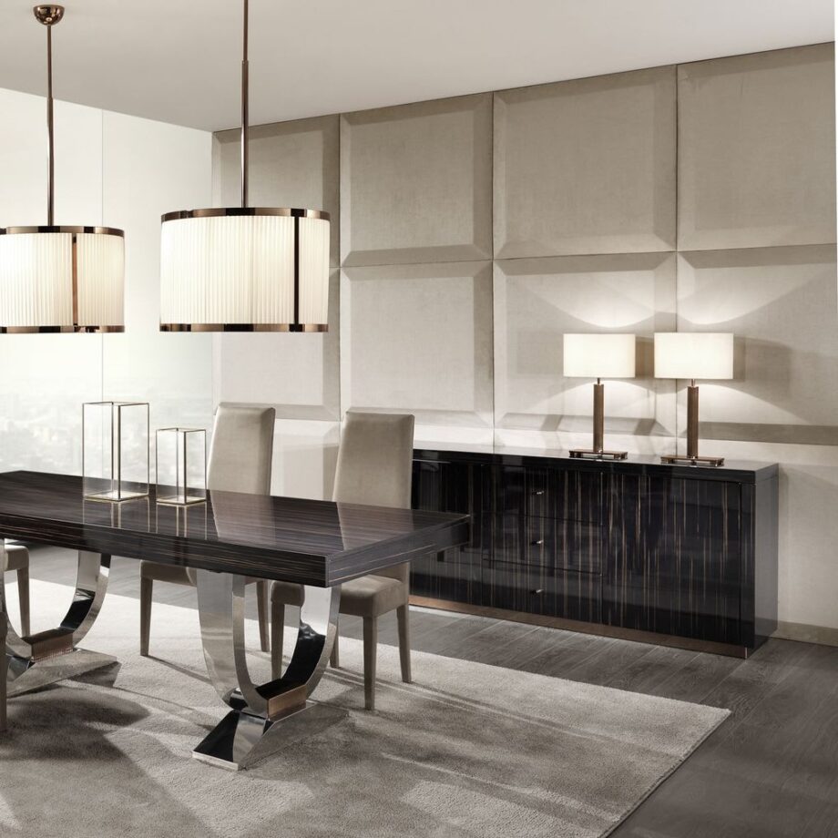 Windsor table lamp | DV home. Elegant table lamp with a metal base and fabric shade, perfect for luxurious interiors.