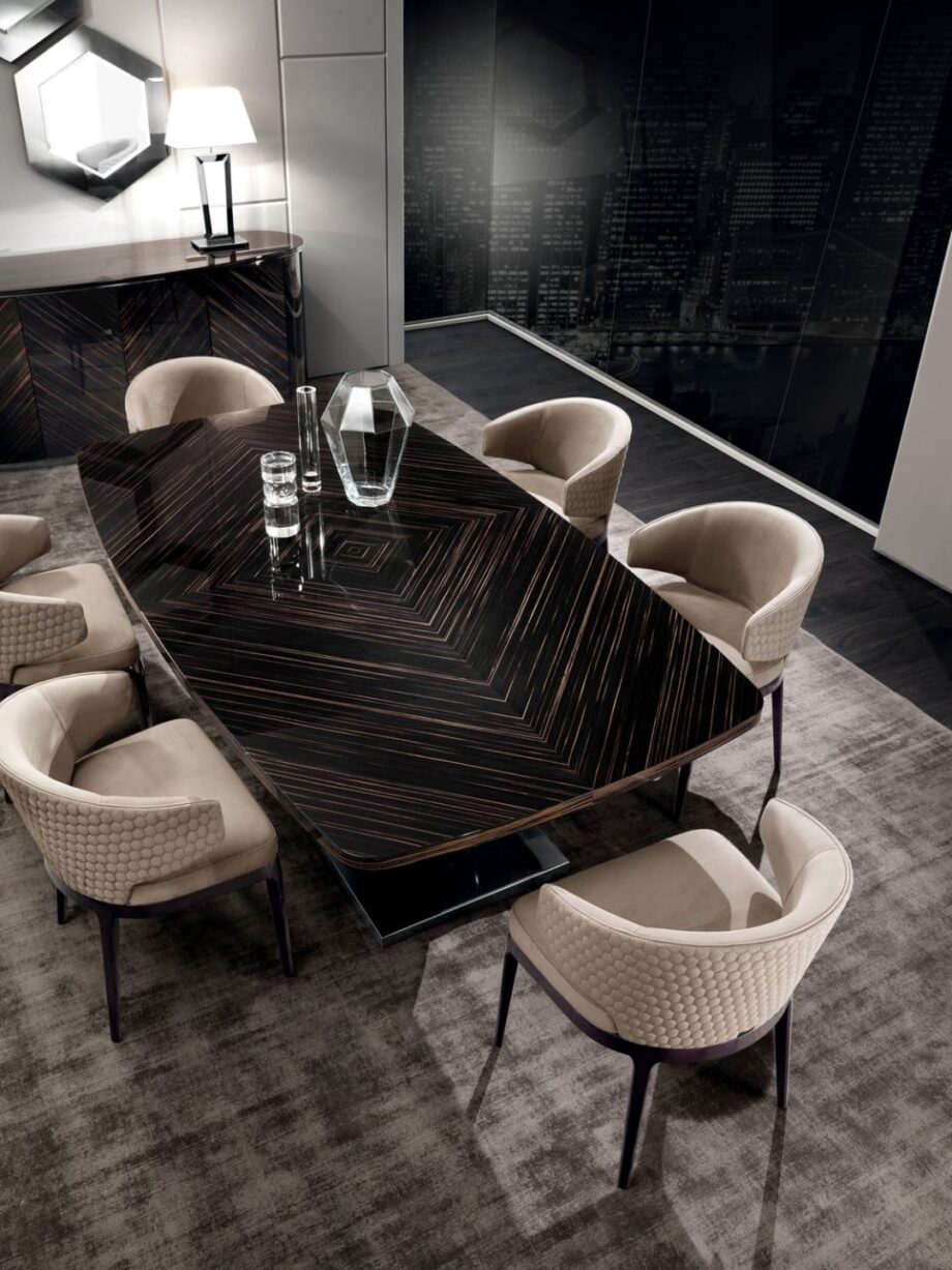 Egoist chair | DV home. Luxurious upholstered chair with a distinctive hexagon quilted back, offering exceptional comfort and refined Italian design.