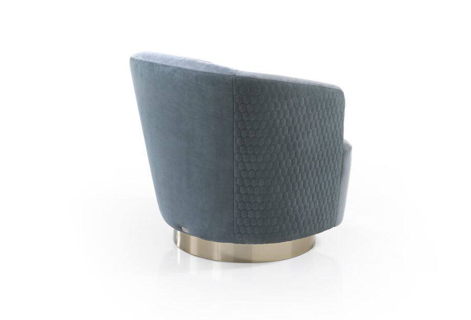 Coco Large armchair | DV home. Luxurious Art Deco swivel armchair with a polished stainless steel base and plush upholstery.
