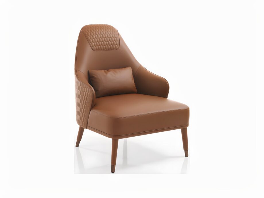 Manhattan armchair | DV home. Luxurious Art Deco armchair with quilted back, covered legs, and shining steel feet, offering sophisticated comfort.
