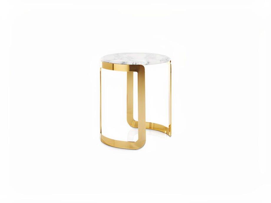 Coco coffee table | DV home. Exquisite Art Deco lamp table with a luxurious marble top and a sleek, polished metal base, handmade.
