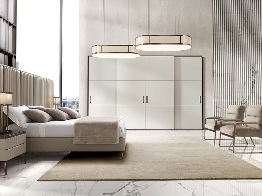 Elite wardrobe | DV home. Custom-made luxury wardrobe with sleek sliding doors and refined material finishes.