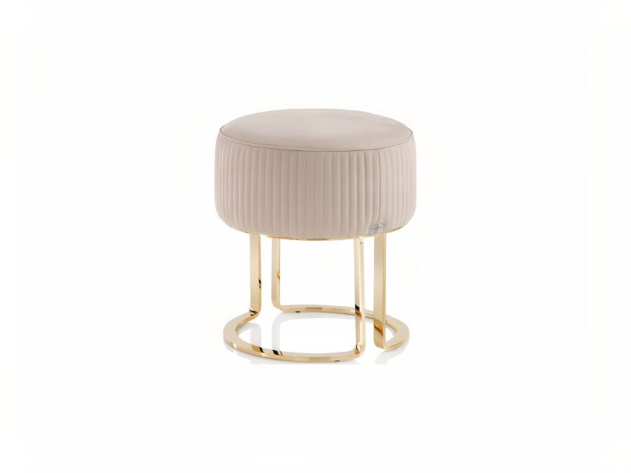 Coco pouf | DV home. Elegant handmade storage pouf crafted from solid beech wood with luxurious steel accents.