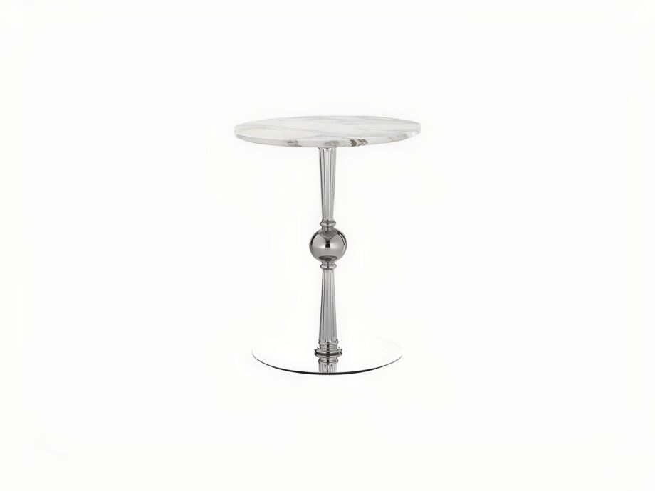 Egoist coffee table | DV home. Elegant Art Deco side table with a shining metal base and luxurious top, perfect for sophisticated interiors.