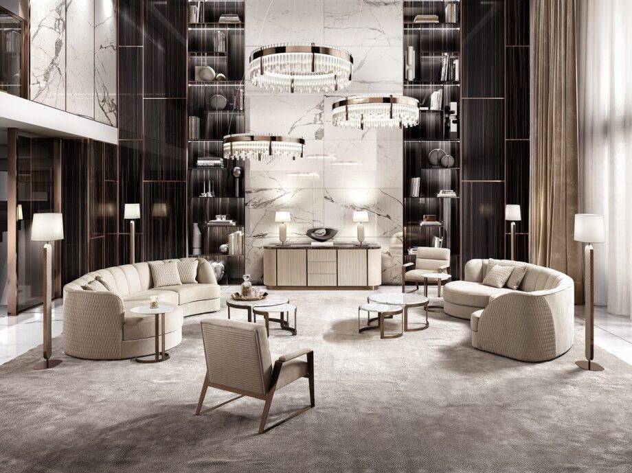Coco coffee table | DV home. Elegant round coffee table with a metal base and luxurious marble top, handcrafted in Italy.