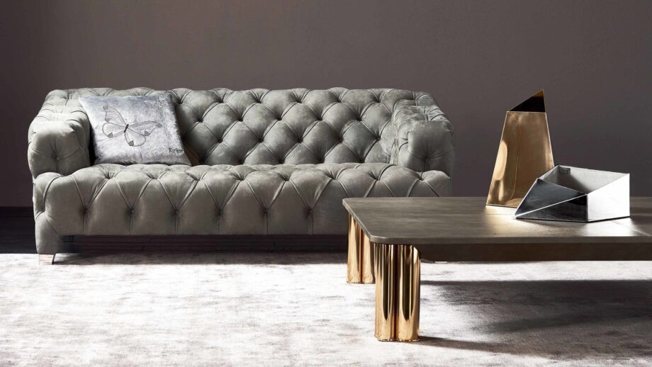 Forest coffee table | Rugiano. Exquisite coffee table with metallic legs and a top available in wood, marble, or leather.