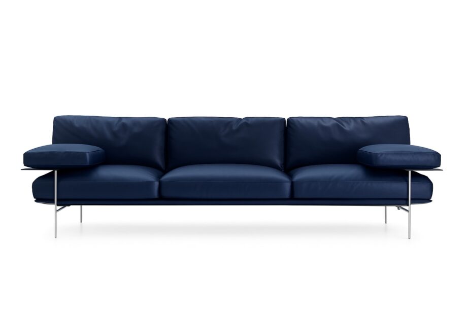 Diesis 40 sofa | B&B Italia. Iconic design with steel core for strength and flexibility. Leather upholstery with Saffiano texture and comfortable cushions. Craftsmanship details.