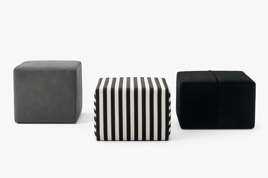 P60 pouf | B&B Italia. Versatile ottoman with wheels for extra seating or as a side table. Stylish striped fabric adds graphic flair.