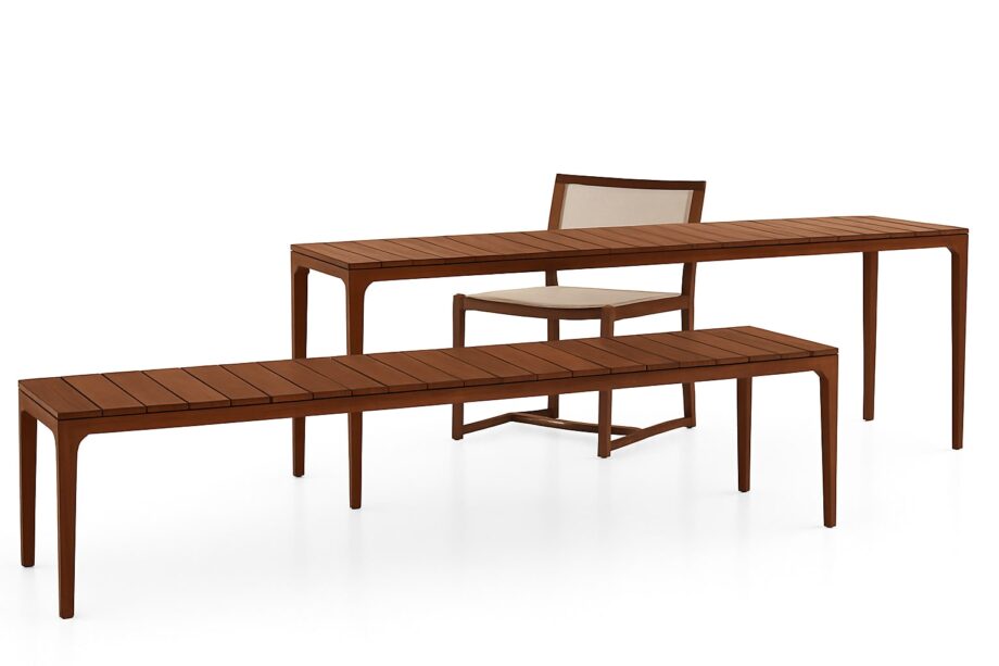 Mirto Outdoor console | B&B Italia. Elegant console with versatile seating options, foldable armchair, and coordinated tables. Perfect for stylish and functional spaces.