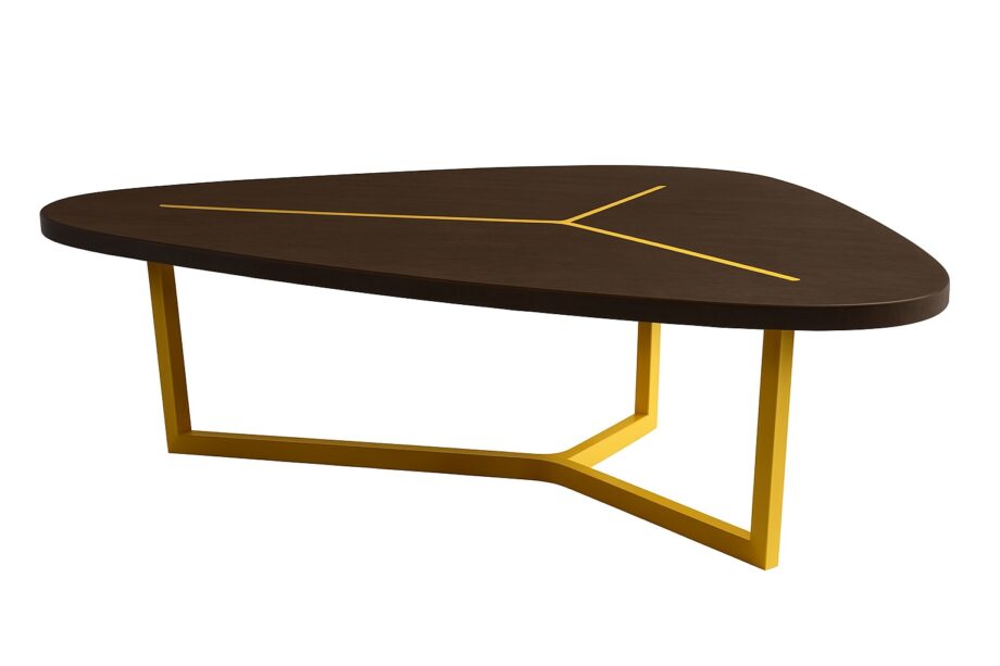 Seven table | B&B Italia. Unique uneven triangular table, seats 7 in 3+2+2 layout. Graphic decoration, customizable finishes, modern design. Ideal for stylish dining.