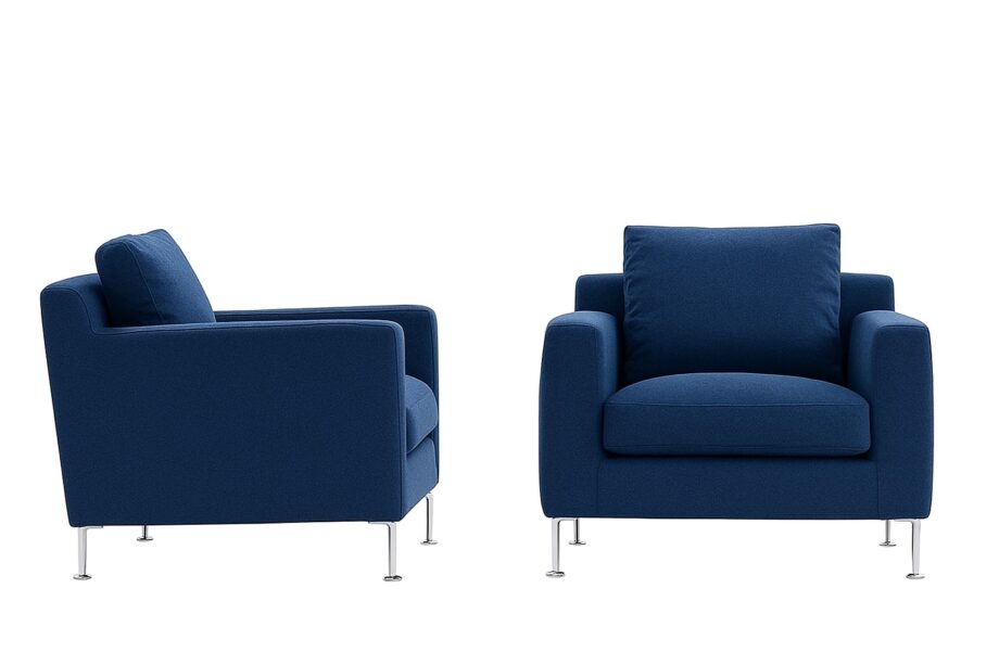 Harry armchair | B&B Italia. An armchair designed for comfort and modern touch, with a steel frame and aluminium feet. Timeless and lightweight.