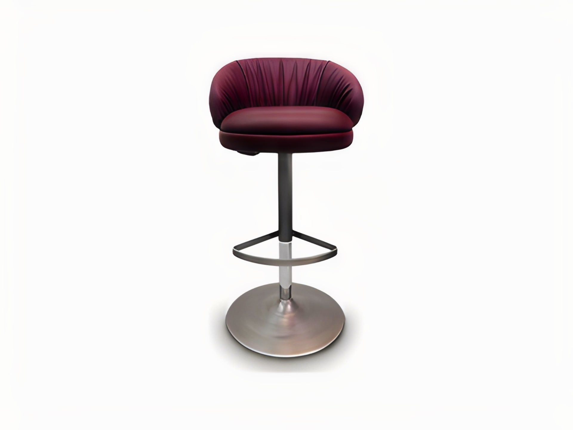Fandango bar chair | Rugiano. Luxury Italian bar stool with pleated upholstered back, swivel, and adjustable height for modern interiors.