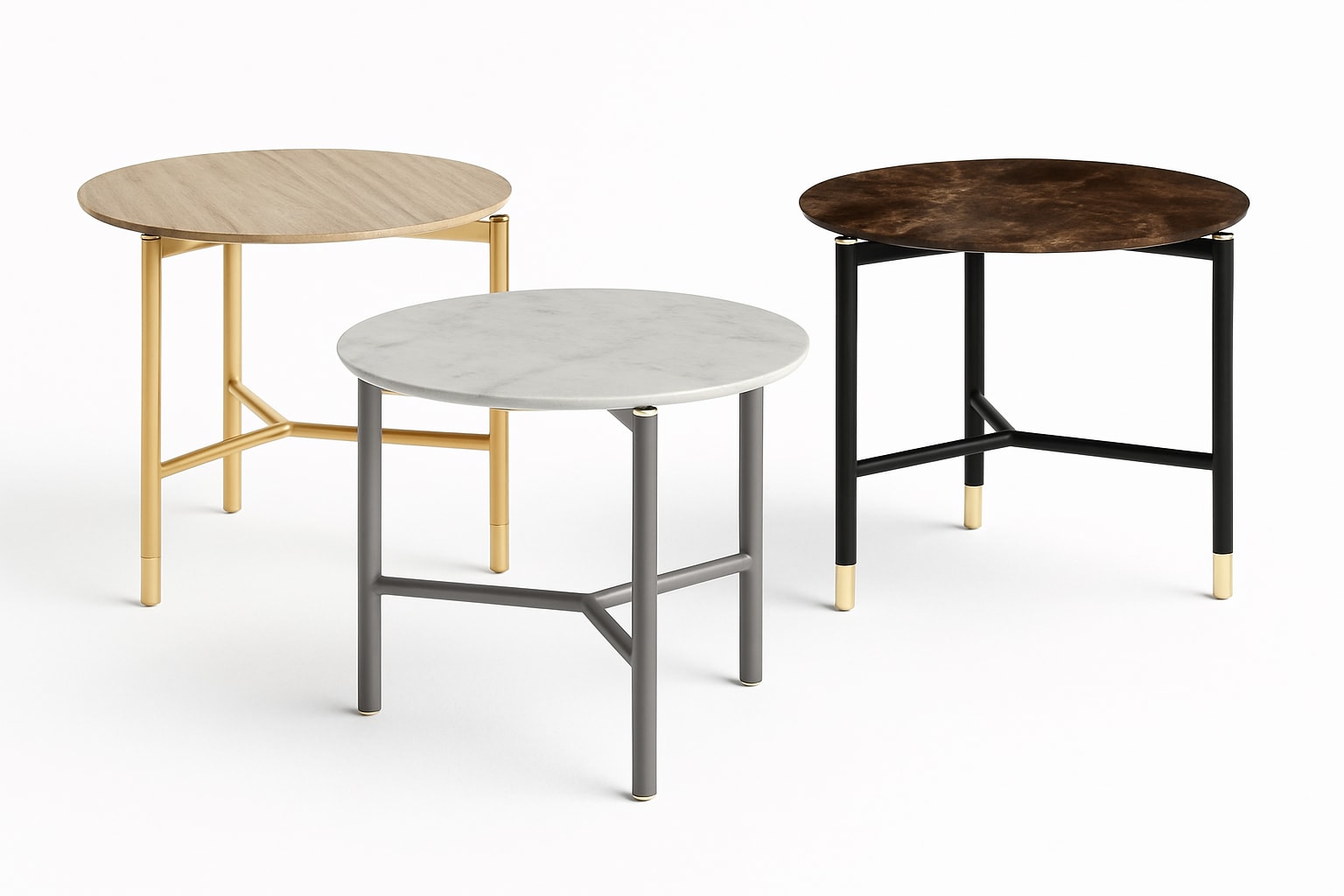 Iko coffee table | Flou. Elegant Iko tables with marble tops, versatile as side or nightstands, featuring quality craftsmanship and unique steel accents.