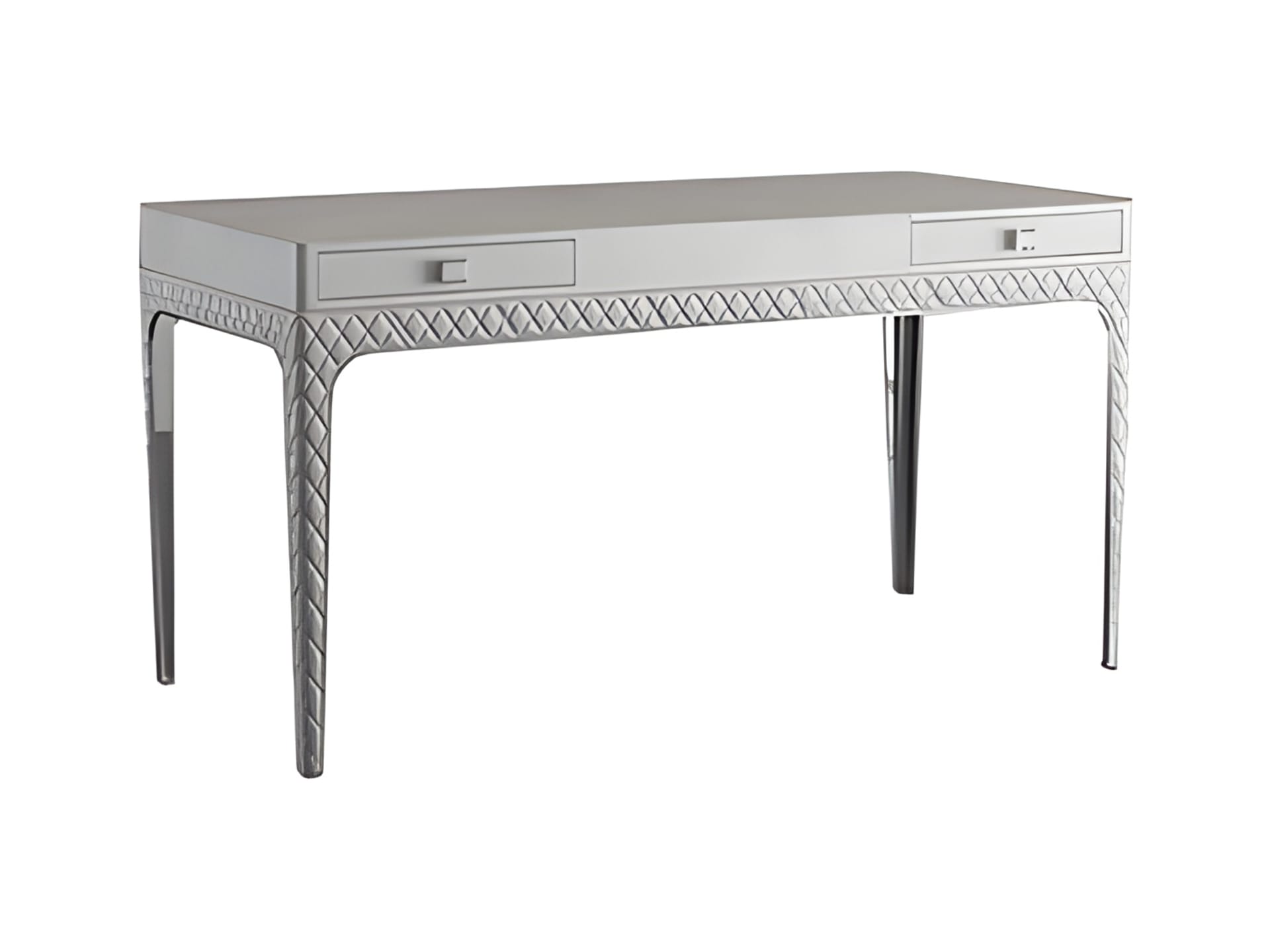 Coline writing desk | Rugiano. Elegant desk with two comfortable drawers and intricate embroidered details.