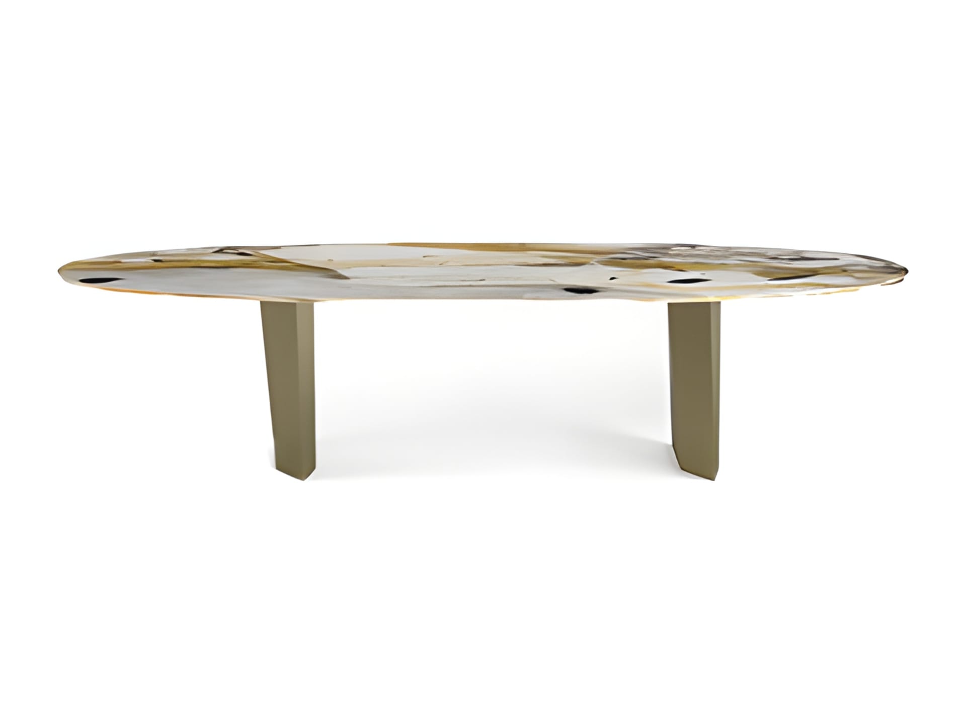 Pedro table | Rugiano. An exquisite table featuring a sculptural bronze base and a versatile top in marble, wood, or hand-painted finishes.