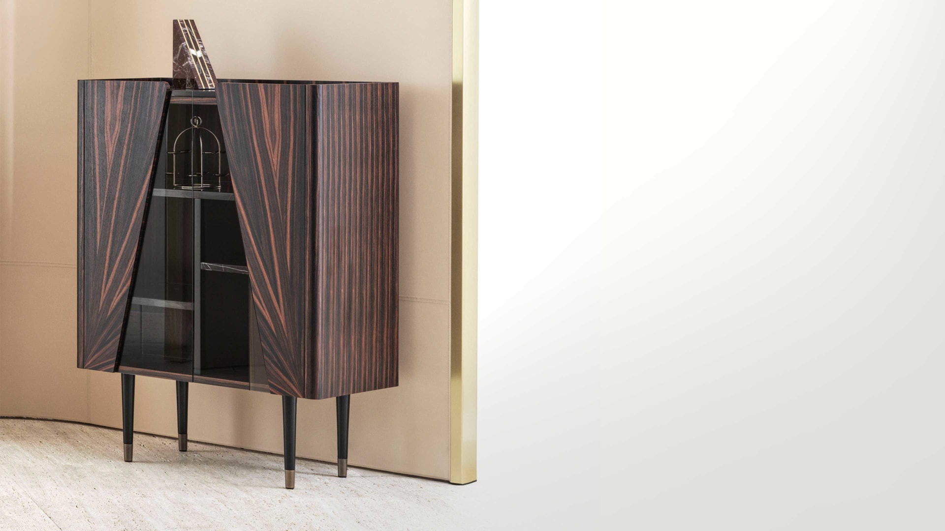 Frak bar cabinet | Rugiano. A luxurious and elegant bar cabinet with a striking geometric design, perfect for sophisticated interiors.