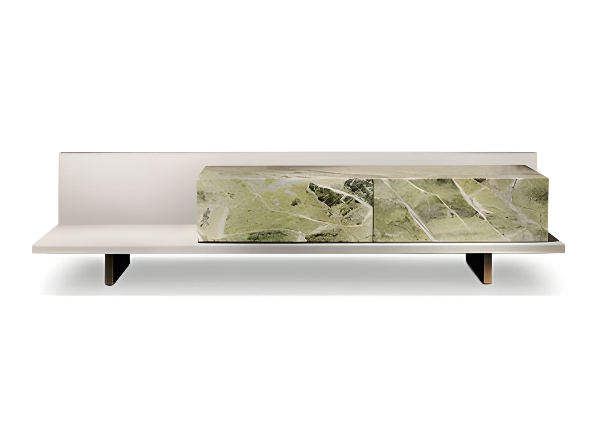 Trace sideboard | Rugiano. Exquisite sideboard with a marble facade and metal base, blending the luxury of natural stone with modern design.