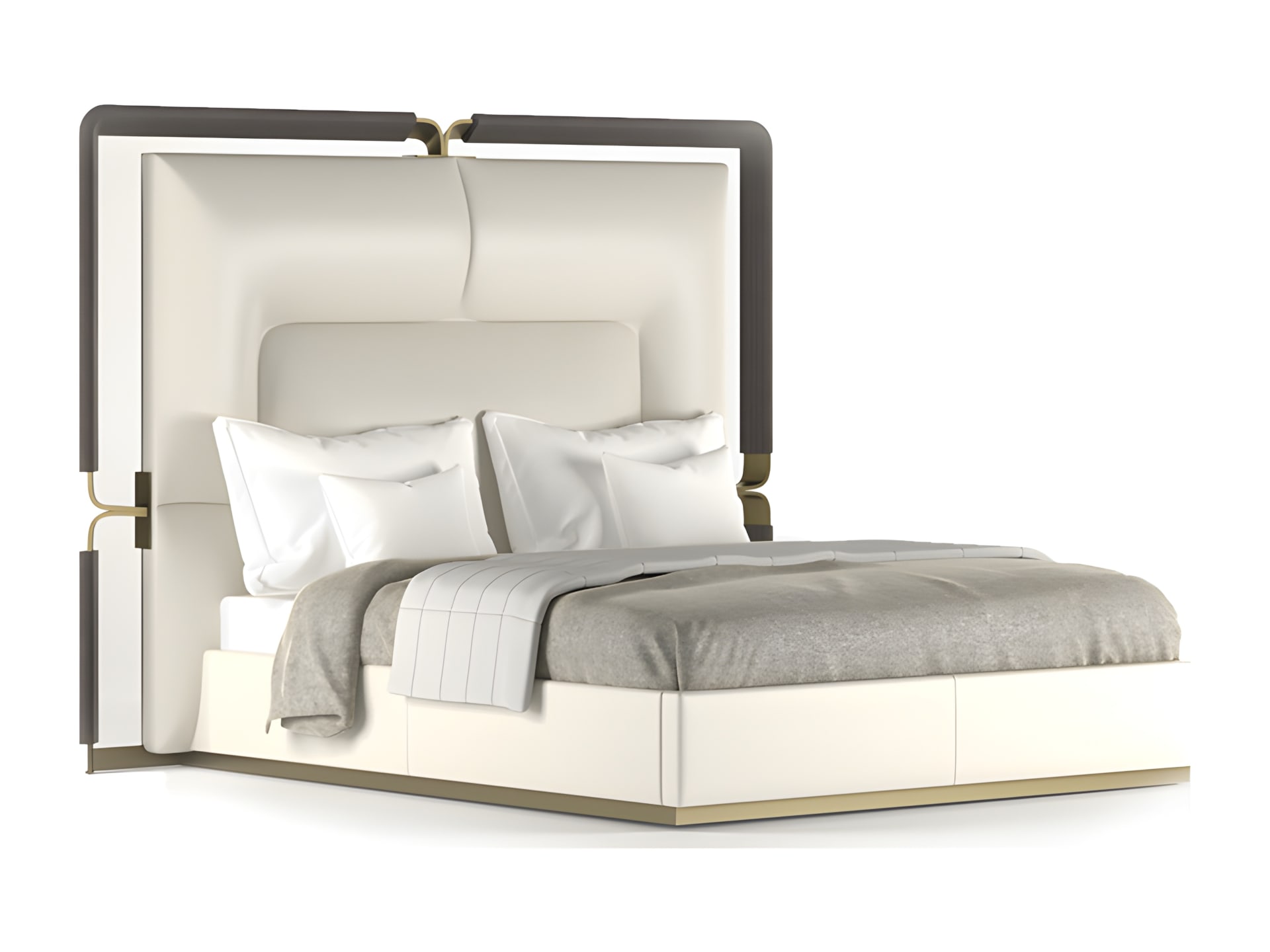 Grace bed | Rugiano. Luxurious upholstered bed with elegant metal details, offering supreme comfort and sophisticated design.