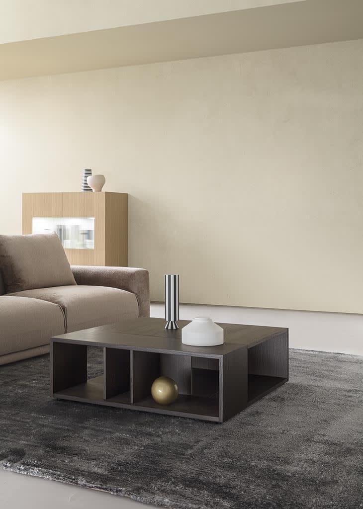 Norman side table | ALF Dafre. Elegant occasional table with a wooden frame and contrasting cement resin insert.