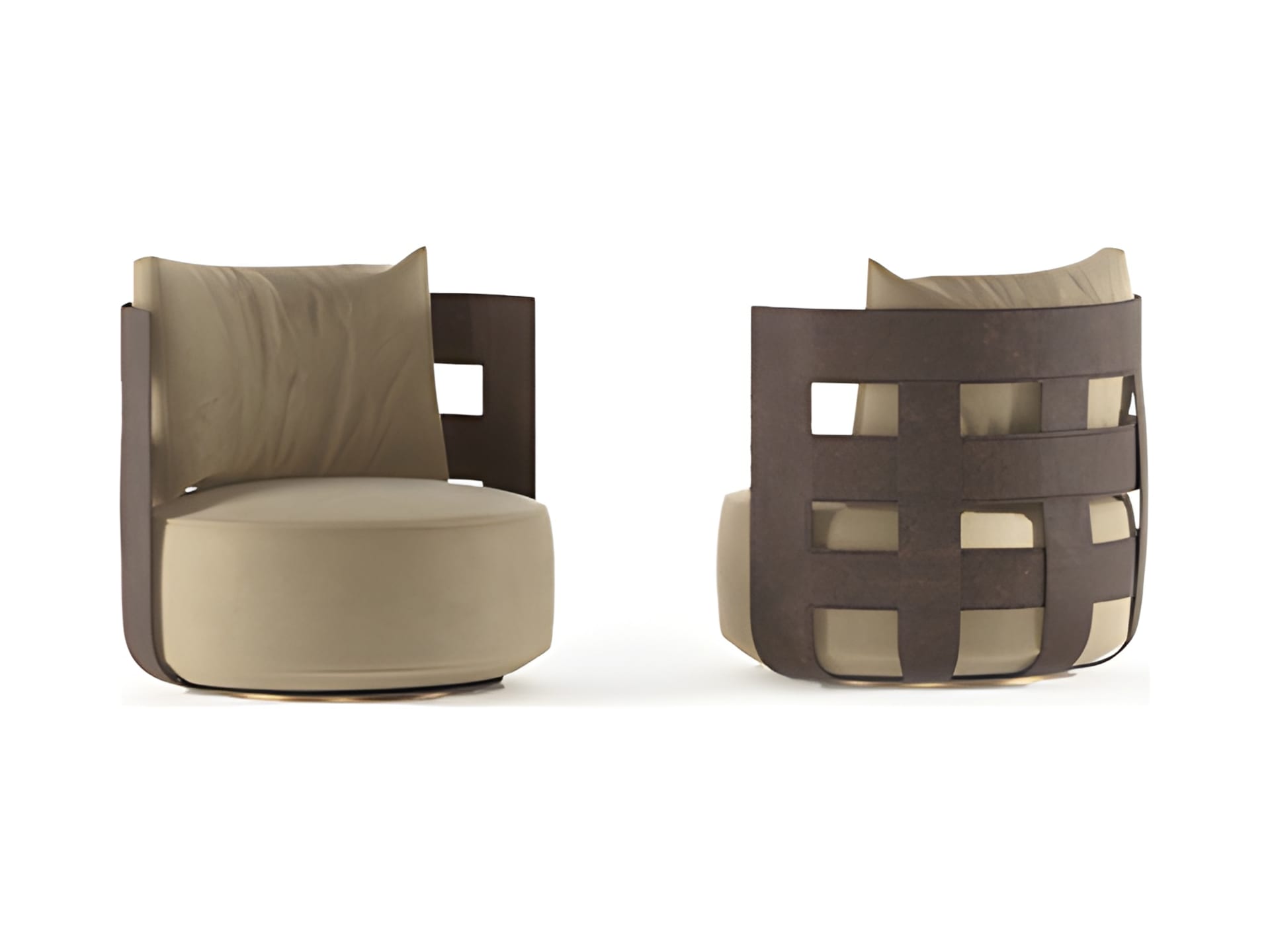 Braid armchair | Rugiano. Luxurious upholstered armchair offering exceptional comfort and modern design, available in two versatile shapes.