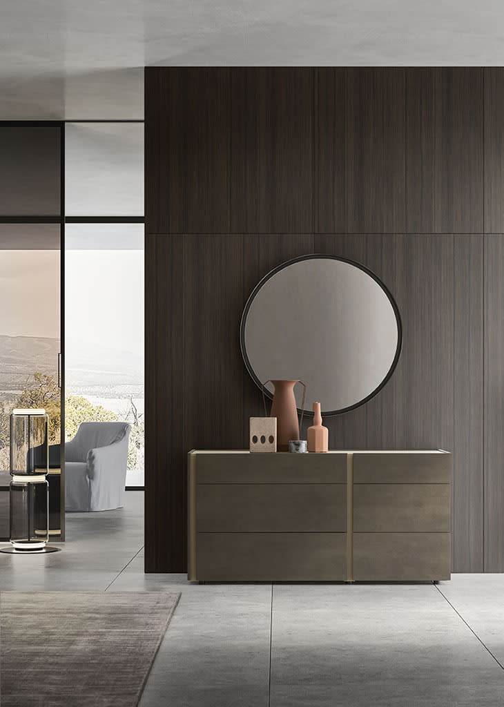 Da-Do System bedside table | ALF Dafre. Modular Da-Do storage system with linear design, two-tone finish, and integrated handles for bedroom personalization.