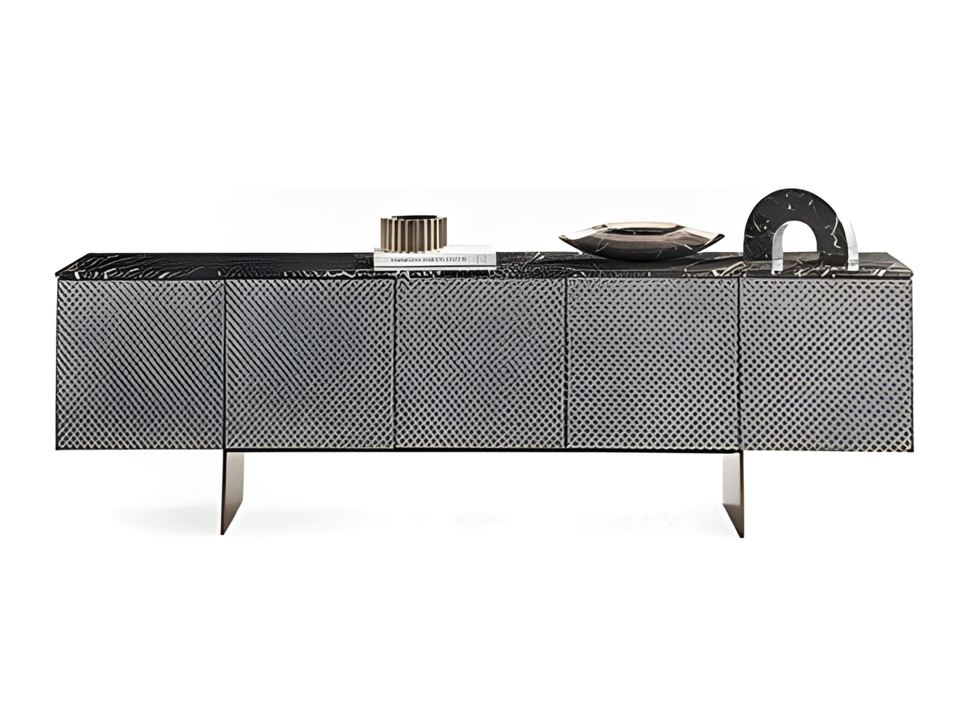 Penelope sideboard | Rugiano. Elegant sideboard with luxurious leather upholstery and a refined marble top.