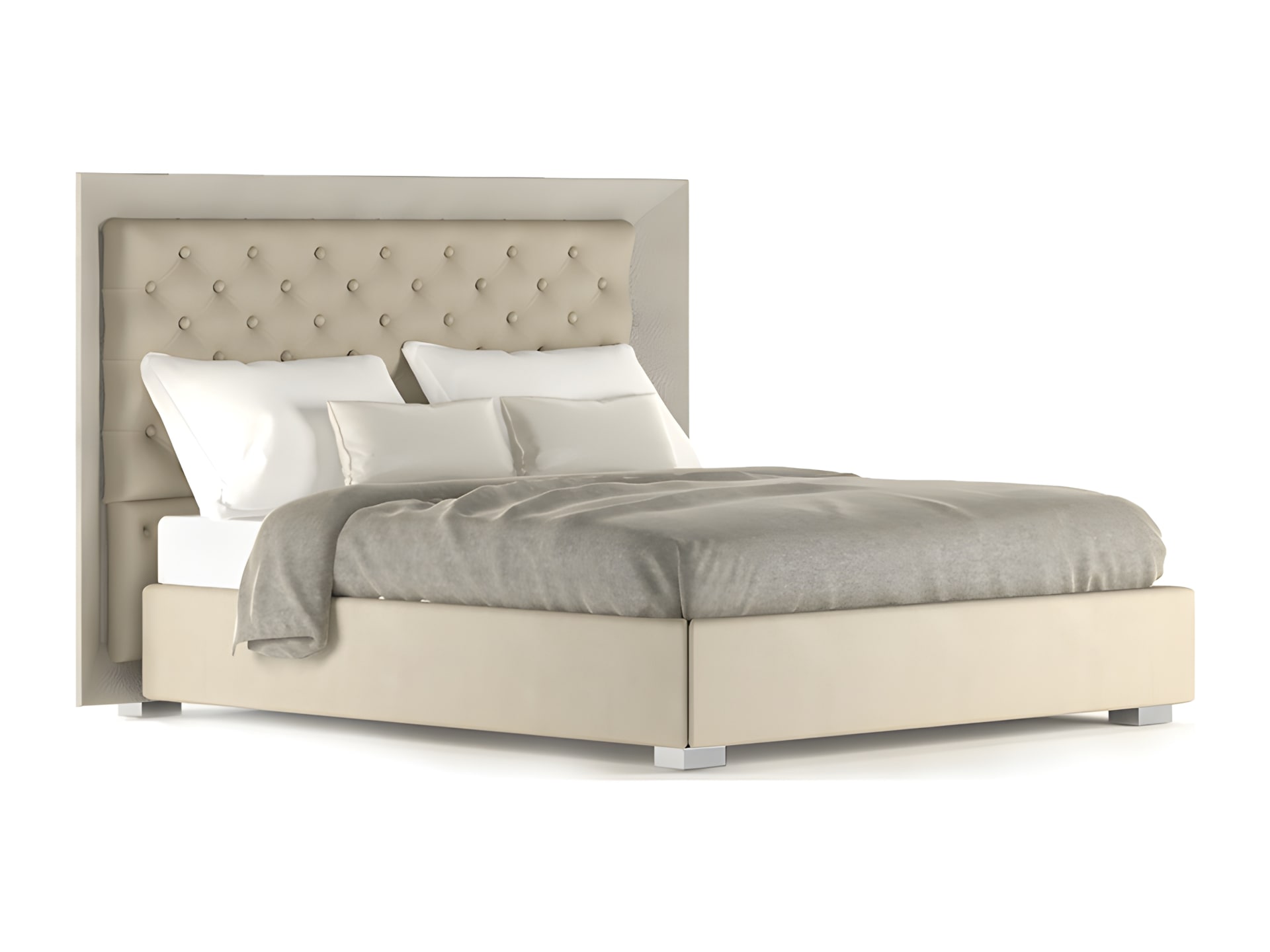 Kenya bed | Rugiano. An elegant bed featuring a distinctive tufted headboard, available with an upholstered or Makassar Ebony frame.